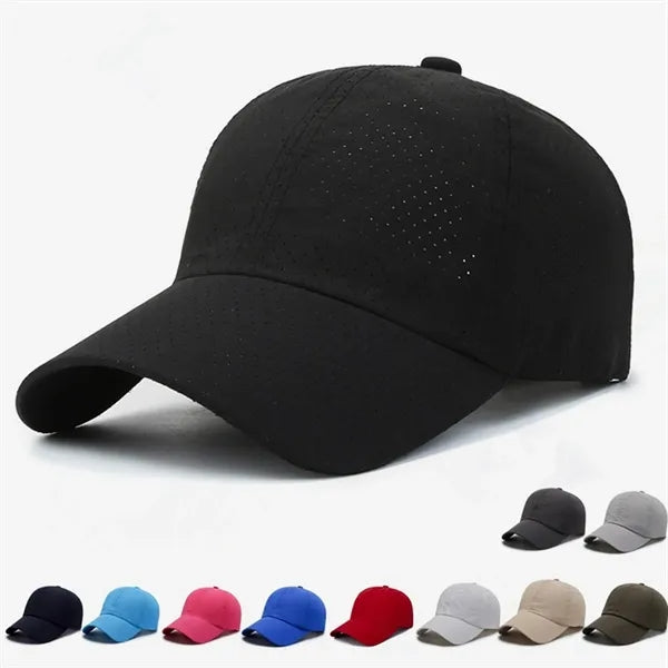 Solid Color Laser Cut Hole Quick Drying Baseball Cap
