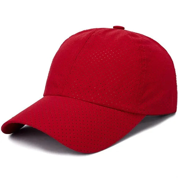 Solid Color Laser Cut Hole Quick Drying Baseball Cap