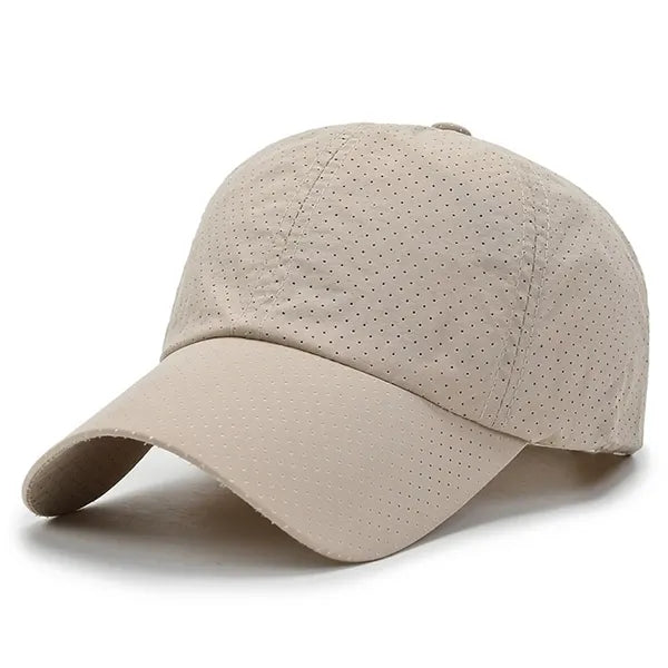 Solid Color Laser Cut Hole Quick Drying Baseball Cap