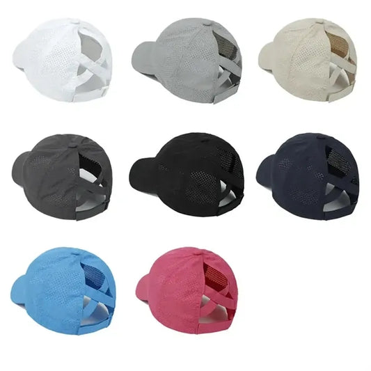 Quick Dry Cross Mesh Ponytail Baseball Cap