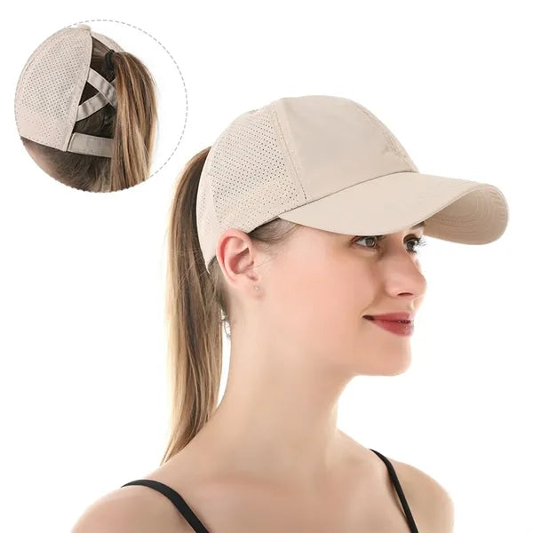 Quick Dry Cross Mesh Ponytail Baseball Cap