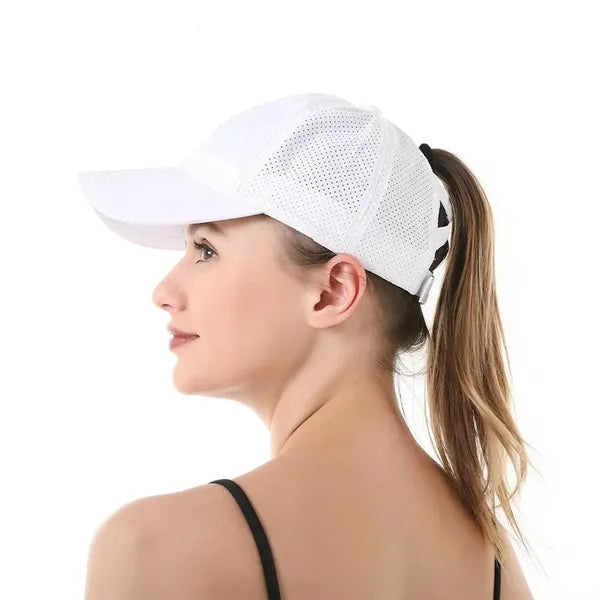 Quick Dry Cross Mesh Ponytail Baseball Cap