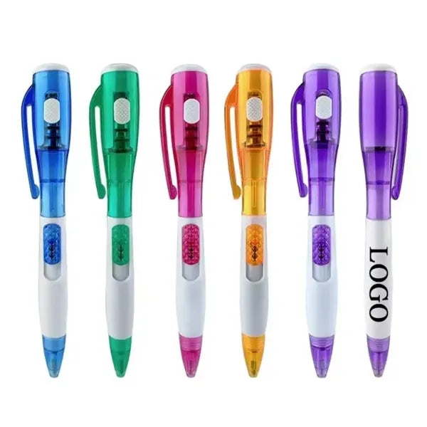 2 In 1 Multi Function LED Flashlight Plastic Ballpoint Pens