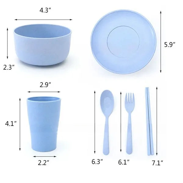 Unbreakable Wheat Straw Dinnerware Sets of 6 Kids Adult