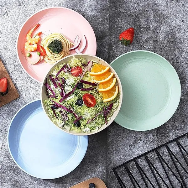 Unbreakable Wheat Straw Dinnerware Sets of 6 Kids Adult