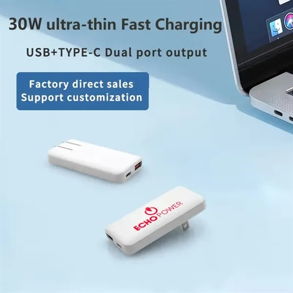 Folding Ultra-Thin 30W PD+QC Portable Fast Charger