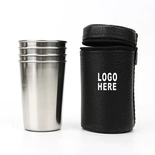 Travel Camping Stainless Steel Wine Cup Kit with PU Pouch