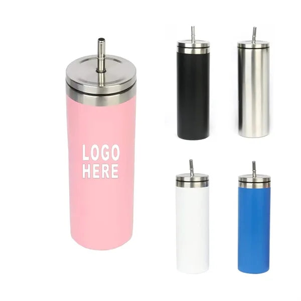 20 oz Vacuum Insulation Travel Tumbler with Steel Straw