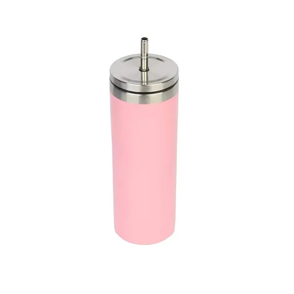 20 oz Vacuum Insulation Travel Tumbler with Steel Straw