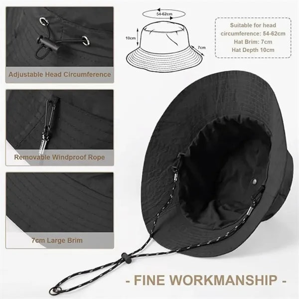 Unisex Waterproof Wide Brim Boonie Bucket Sun Hat