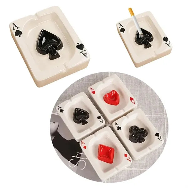 Poker Ceramic Cigarette Ashtray