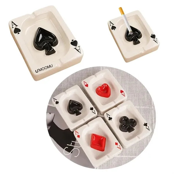 Poker Ceramic Cigarette Ashtray