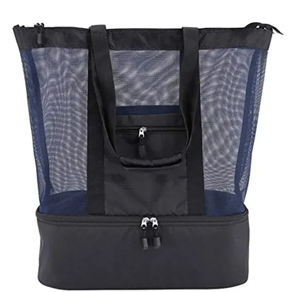 2-in-1 Mesh Beach Tote Bag w/Insulated Cooler 15"x6"x18"