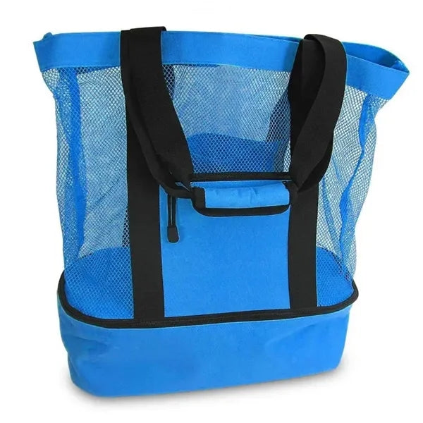 2-in-1 Mesh Beach Tote Bag w/Insulated Cooler 15"x6"x18"