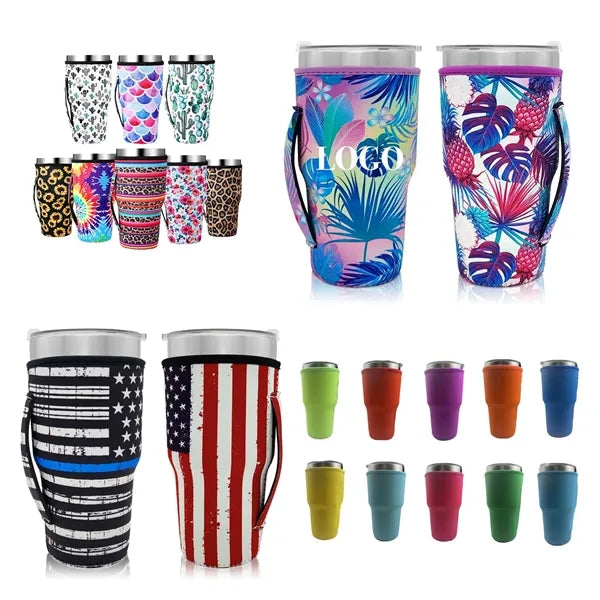 32oz Neoprene Tumbler Cup Holder Insulated Sleeve w/Handle