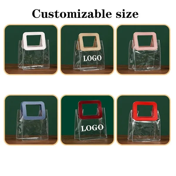 Transparent Waterproof Clear PVC Gift Wrap Bag w/Handles