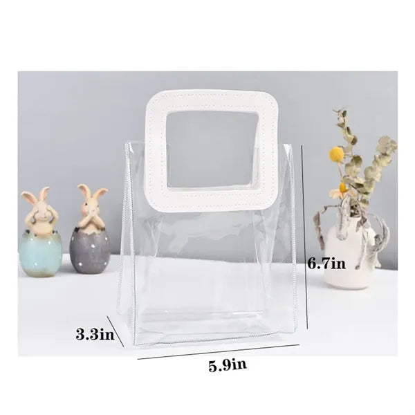 Transparent Waterproof Clear PVC Gift Wrap Bag w/Handles