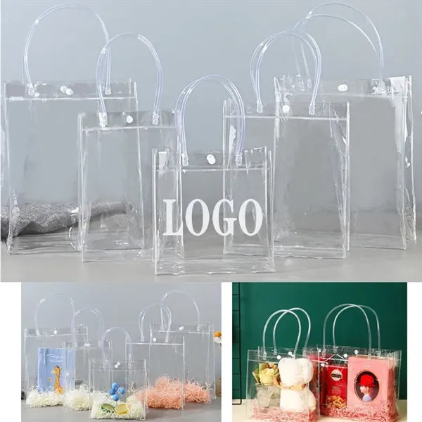 Clear PVC Plastic Gift Goodie Boutique Tote Bag w/Handles
