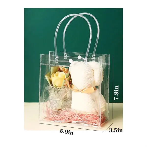 Clear PVC Plastic Gift Goodie Boutique Tote Bag w/Handles