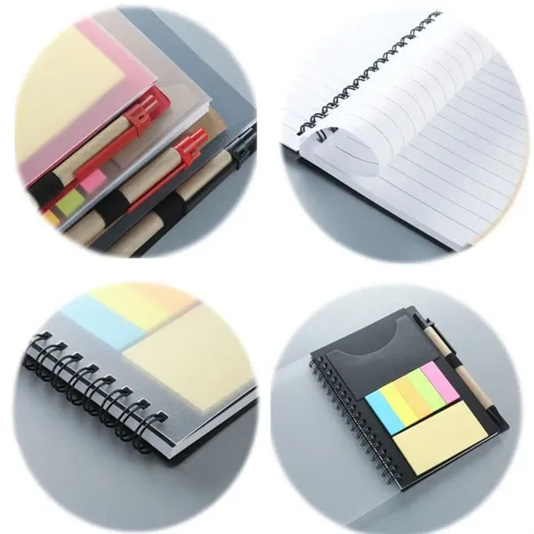 Clear Cover Lined Spiral Notebook w/Pen & Sticky Notes