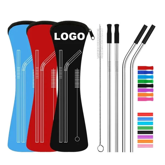 Stainless Steel Metal Straw With Travel Bag Cleaning Brush