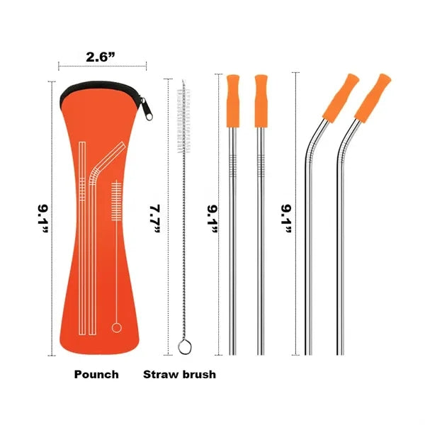Stainless Steel Metal Straw With Travel Bag Cleaning Brush