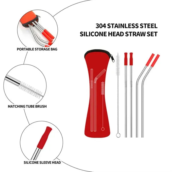 Stainless Steel Metal Straw With Travel Bag Cleaning Brush