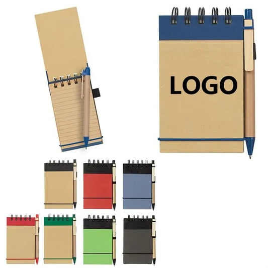 Recyclable Lined Spiral Jotter Notebook With Ballpoint Pen