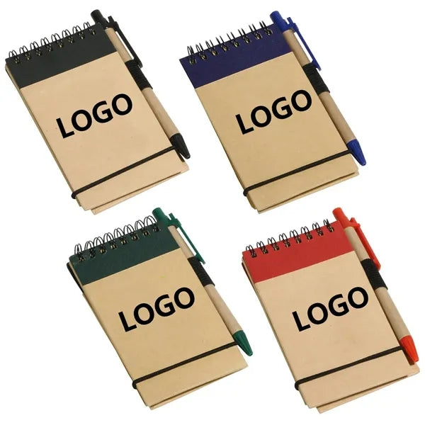 Recyclable Lined Spiral Jotter Notebook With Ballpoint Pen