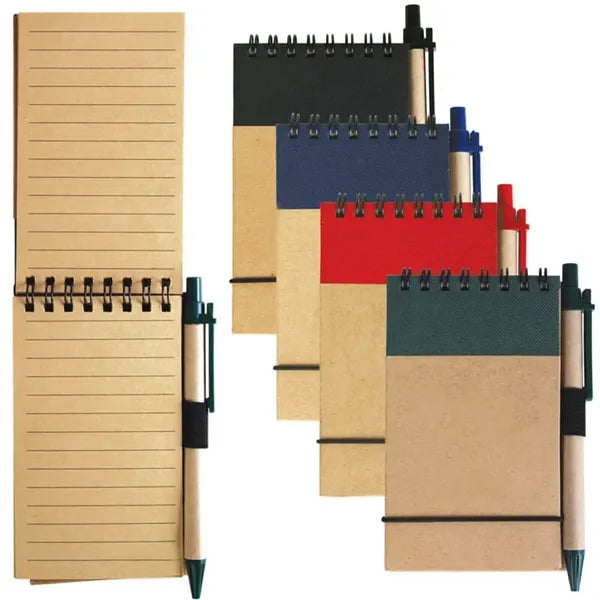 Recyclable Lined Spiral Jotter Notebook With Ballpoint Pen