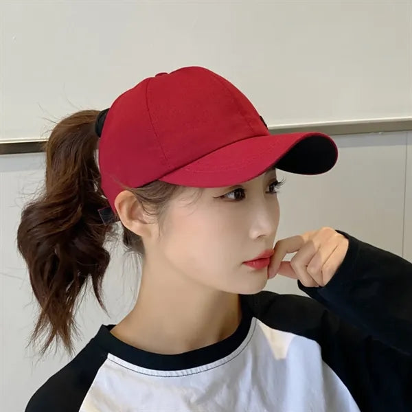 Cotton Half-Empty Top Ponytail Baseball Cap