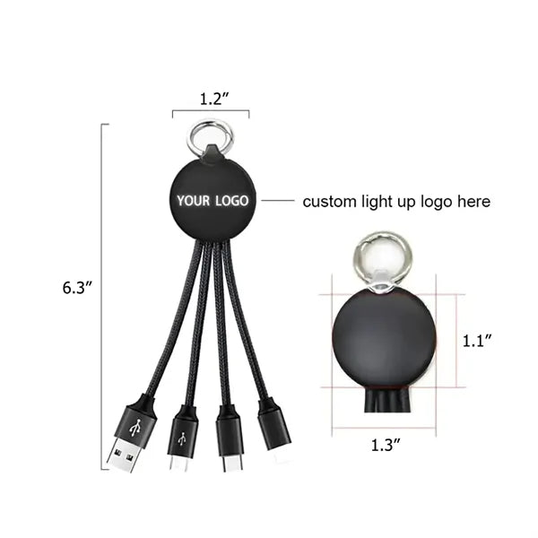 3 in 1 USB Cable Keychain LED Charger