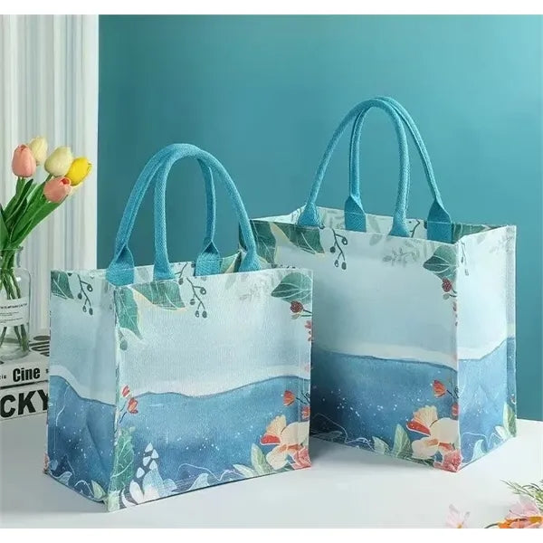 Full Print Canvas Tote Handbag with snap closure