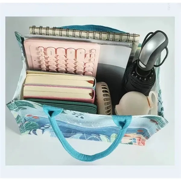 Full Print Canvas Tote Handbag with snap closure