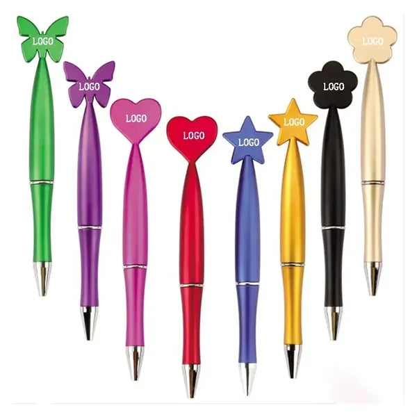 Matte Finish Plastic Ballpoint Pen With Heart Shape Top