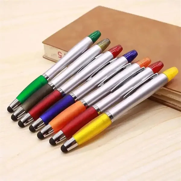 3 in 1 Click Action Ballpoint Pen With Highlighter & Stylus