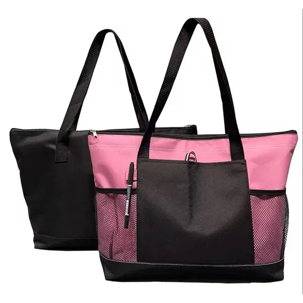 Travel Shoulder Handbag Shopping Tote Bag With Mesh Pocket