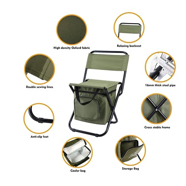 Foldable Camping Chair with Cooler Bag