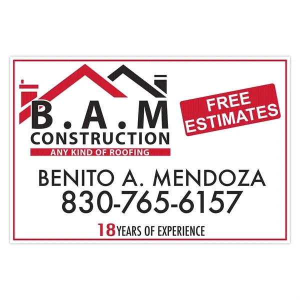 16" x 24" Yard Sign Corrugated Plastic