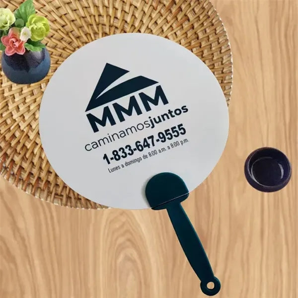 Printed Round Paper Hand Fan for Wedding or Event