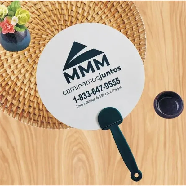 Printed Round Paper Hand Fan for Wedding or Event