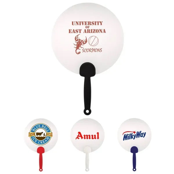 Printed Round Paper Hand Fan for Wedding or Event