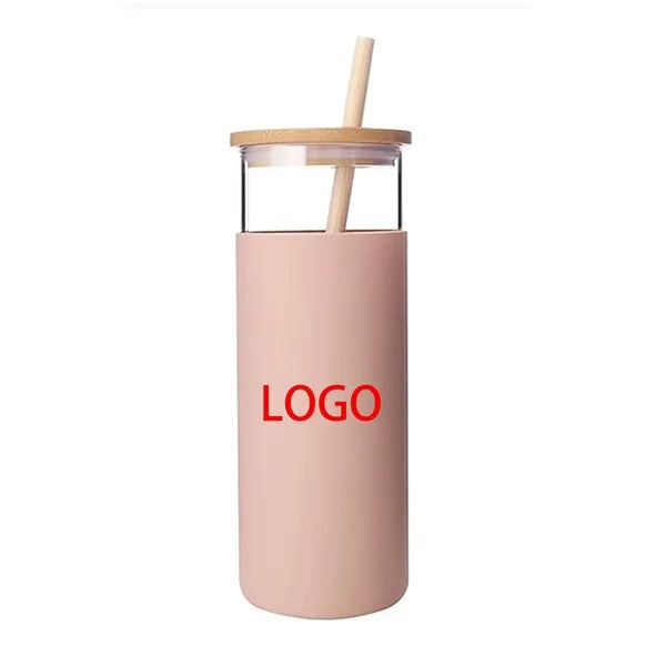 Glass Tumbler 18oz With Straw