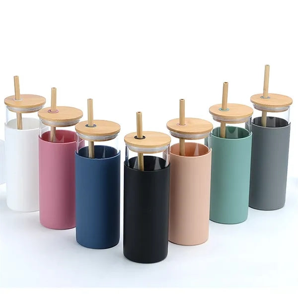 Glass Tumbler 18oz With Straw