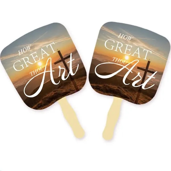 Thin Paper Fans with Wooden Handle for Wedding And Parties