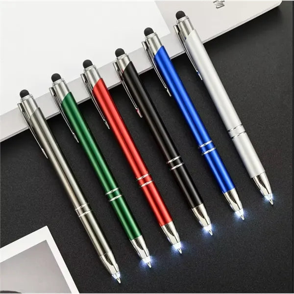 3-in-1 Customize Logo Light Aluminum Stylus Ballpoint pen