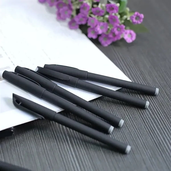 Promotion Plastic Rubber Coated Black Ink Ballpoint Pens