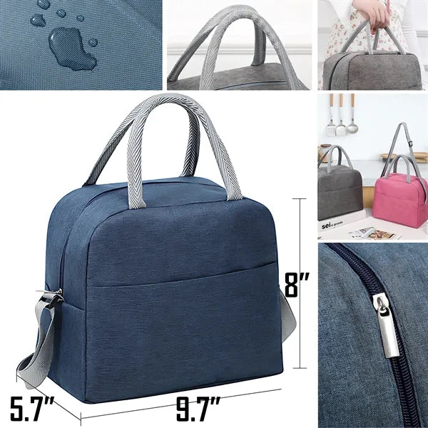 Insulated Lunch Bag For Food & Travel W/ Shoulder Strap