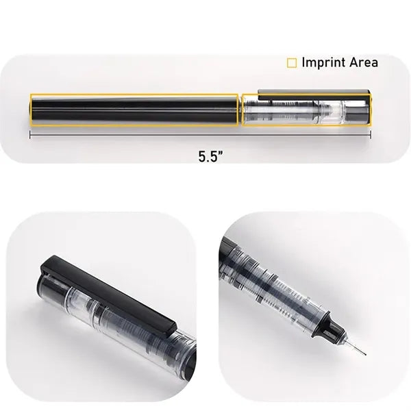 Plastic Black Liquid Ink Quick Drying Rollerball Pen