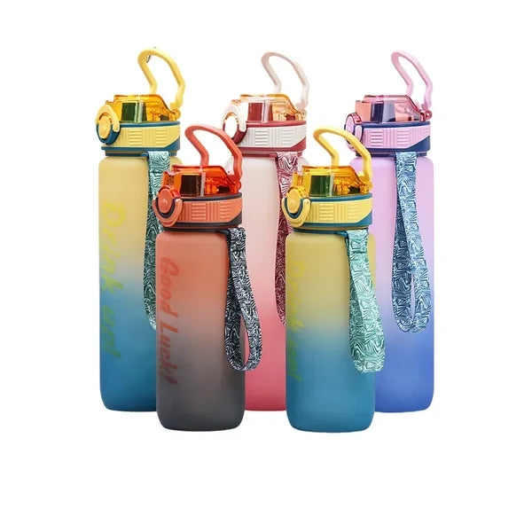 25oz/35oz Gradient Color Plastic Water Bottle with Straw